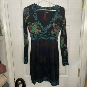 DY Design Bohemian Floral Mixed Print Dress 100% Cotton Small